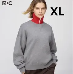 UNIQLO:C スムースコットンクルーネックセーター　グレー　XL