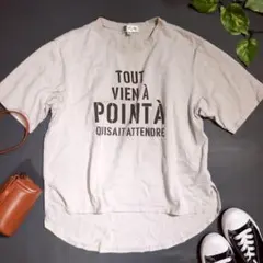 【ミッシェルクラン】カットソーtシャツ (38) ベージュ プリントt 半袖