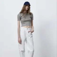 ZARA オープンバックリブ編みニット