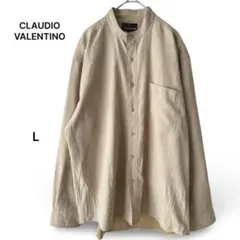 CLAUDIO VALENTINOフェイクスエード スエード調バンドカラーシャツ
