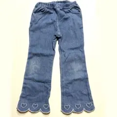 アプレレクール　デニム フレアパンツ 120cm ハート刺繍