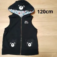 DOUBLE.B クマフードベスト 黒　120cm ミキハウス　ブラック