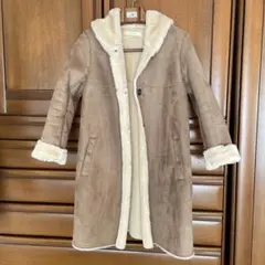 【美品】PINK ADOBE ブラウン フード付きムートンコート