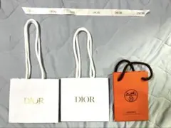 Dior ホワイトショッパー2つとHermèsオレンジショッパー