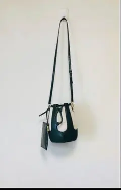 新品未使用‼︎ZARAバケットバッグ グリーンホワイト22x16x16cm