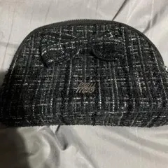 Cheri mi ツイード リボン ポーチ ブラックのサムネイル