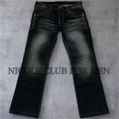 NICOLE CLUB FOR MEN デニムパンツ ブラック サイズ48 ヒゲ