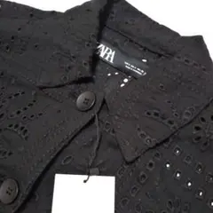 新品 タグ付 ZARA エンブロイダリー 長袖シャツジャケット ブラック Sのサムネイル