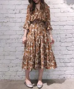 one after another NICE CLAUP 花柄ロングワンピース