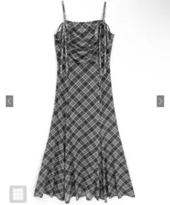 GRL チェック柄ギャザーリボンキャミソールワンピース dk1411 sサイズ