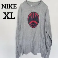 【人気XL】ナイキ NIKE ロンT 長袖Tシャツ グレー アメフトロゴ 古着のサムネイル