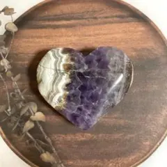 天然石　アメジストレース瑪瑙　ハートカービング