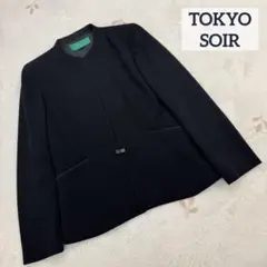 美品 東京ソワール ブラック フォーマル ノーカラー　ジャケット 喪服 法事 9