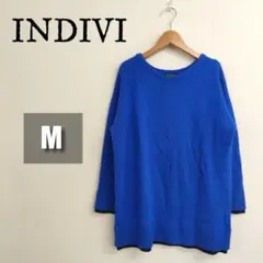 【極美品】INDIVI レイヤードニット ブルー ウール85% レディース M