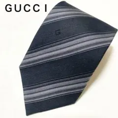 GUCCI グッチ ネクタイ シルク100％ グレー系 ストライプ イタリア製