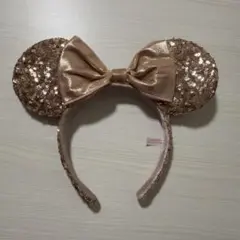 スパンコールカチューシャ　ミニー　ピンクゴールド