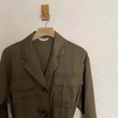 JINTY ジンティー 長袖　ワンピース シャツワンピース　モスグリーン　L