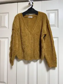 マスタード Vネック ニットカーディガン