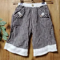 茶系チェック柄ハーフパンツ 95春～秋