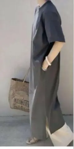 美品　ユニクロコットンロングワンピース