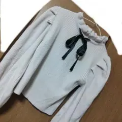 GRL リボン付きニット　ドロップショルダー