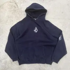 90s OLD VOLCOM ボルコム パーカー ネイビー 肉厚　フェード　ロゴ