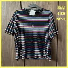 新品　婦人　ボーダー　Tシャツ　M L  半袖　ゆったり　綿　敬老の日　黒　白