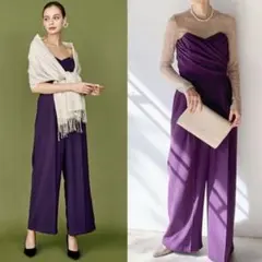 ラグナムー LAGUNAMOONオールインワン パンツドレス パープル S 美品