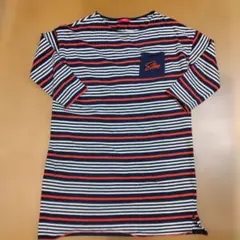 マルチボーダー ボートネック Tシャツ （ドロップショルダー / チュニック丈）