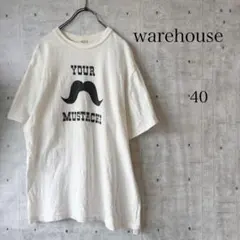 ウエアハウス Tシャツ ホワイト ひげ プリント 40 L