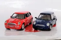 ミニカー BMW ミニクーパー 赤青 2台セット