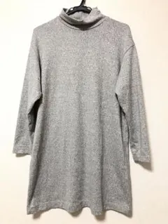 UNIQLO グレー タートルネック ニットワンピース L