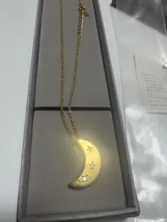 新品未使用 SV925 月モチーフネックレス キュービックジルコニア ゴールド