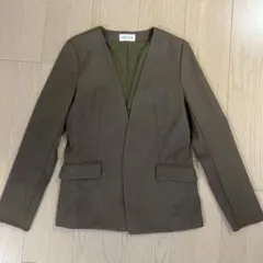 PLST ノーカラージャケット 混麻 カーキ Mサイズのサムネイル