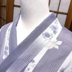 洗える夏の絽のお着物　《縞　花》のサムネイル