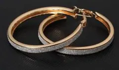 ピアス ゴールド コンビ ラウンド フロスト ビッグ フープ 768-2