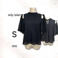 Mily bilet ミリービレット シアーブラウス S 黒 肩リボン 春夏のサムネイル