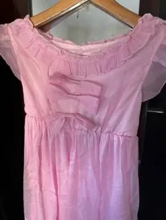新年セール、ピンク フリル リボン オフショルダー ワンピース