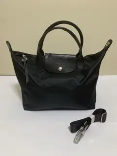 ロンシャン LONGCHAMP 黒 2WAY ナイロン バッグ ショルダー付きL