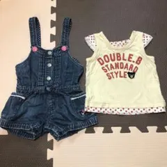 特別値下げ★ダブルビー ★デニムサロペット オーバーオール&Tシャツ2点SET