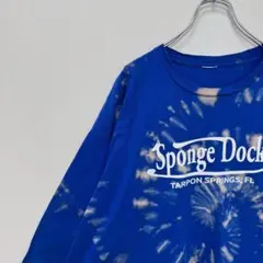 古着 ノーブランド Tシャツ ブリーチ タイダイ 超ビッグシルエット ブルー 青のサムネイル