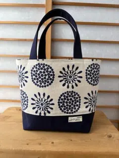 ハンドメイド☆ミニトートバッグ☆北欧風キナリ