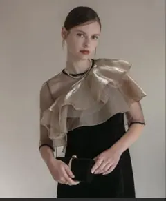 Leja アシンメトリーティアードフリル3WAYベロアワンピースドレス