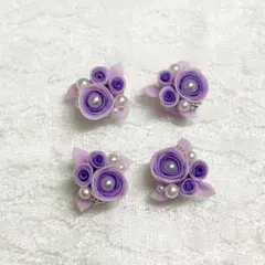樹脂粘土　バラブーケパーツ　パープル