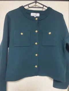 ダークグリーン カーディガン　ロペピクニック