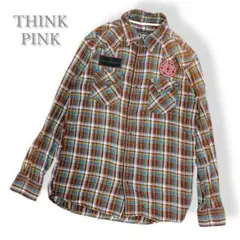 希少　THIKN PINK コットンシャツ　長袖　チェック柄　ヴィンテージ　L