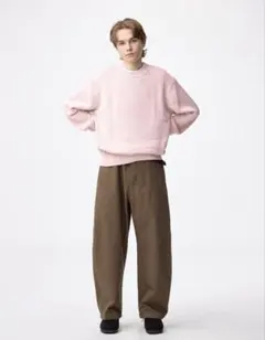 ヘビーコットンバレルレッグパンツ　GU XS ブラウン バレルレッグ