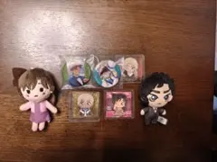 名探偵コナン　缶バッジ、シールとマスコットの7点セット