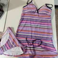 ワンピース水着 カラフルストライプ