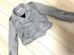 ★戦慄様専用★ZARA BASIC スエード風 ライダースジャケットライトブルー
